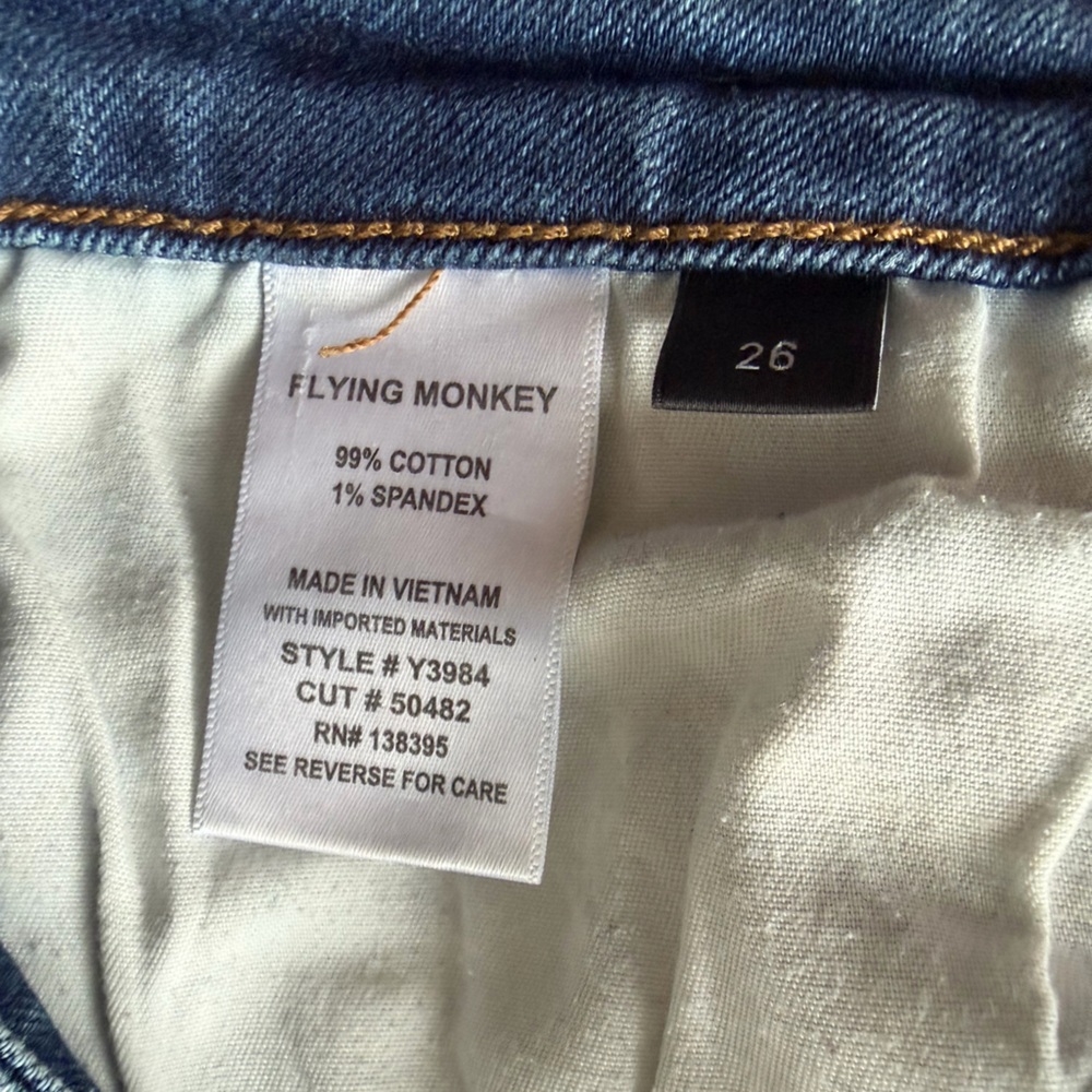 Flying Monkey Distressed Mid-Rise Skinny Jeans - Medium Wash - Size 26 - Picture 7 of 7